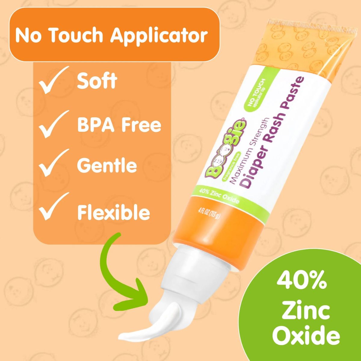 Boogie Maximum Strength Diaper Rash Paste 40% Zinc Oxide - 4 oz - Gentle and Free from Harsh Ingredients