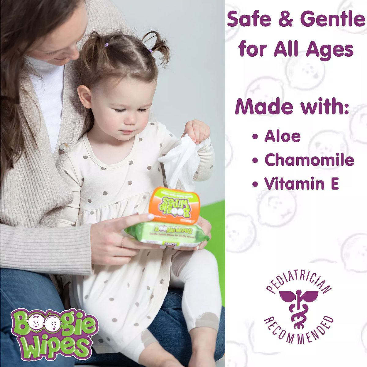 Boogie Wipes Saline Nose Wipes Unscented - 90 Count - Soothing and Hypoallergenic Formula